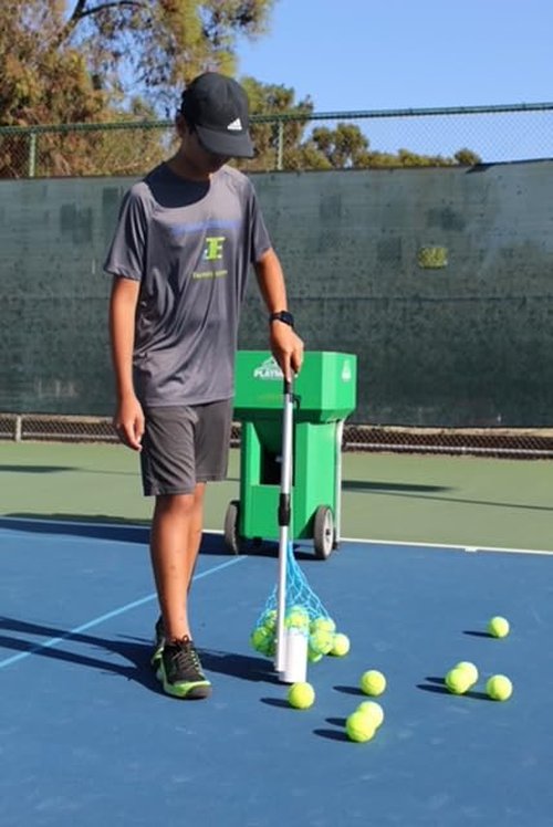 TennisEZ - Tennis Ball Pick Up Tool, Retractable, Lightweight, Fits in Tennis Bag, Also A Ball Carrier.