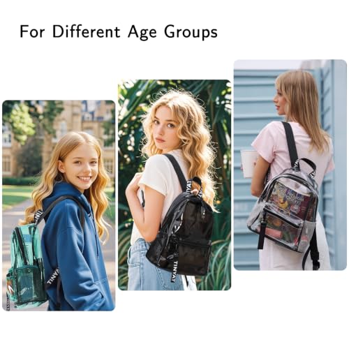 Tinyat Green Small Clear Backpack for Women - See Through Travel Bag