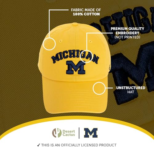 Yellow University of Michigan Embroidered Baseball Hat - Desert Cactus