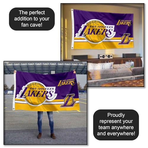 Los Angeles Lakers Dual Logo Indoor Outdoor Flag Banner