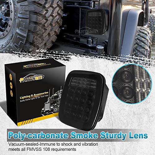 Universal Smoke Lens Square LED Tail Lights for Trucks & SUVs - 38 LED, 12V, 5.9 x 6.69 inches