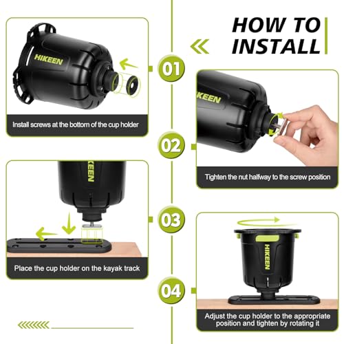 Kayak Cup Holder with Rubber Tab, Multi-Functional Cup Holder for Kayak Water Bottle Holder, Drinks Holder, Fishing Tool, Lures Storage, Kayak Track Mount Install(1Pack)