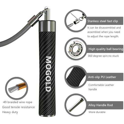 Weighted Jump Rope 1LB with Black Handle - 9ft for HIIT & Cardio, Pre-Sized L Length