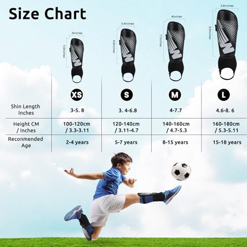 Youth Soccer Shin Guards Kids Medium Black - Impact Protection & Adjustable Straps