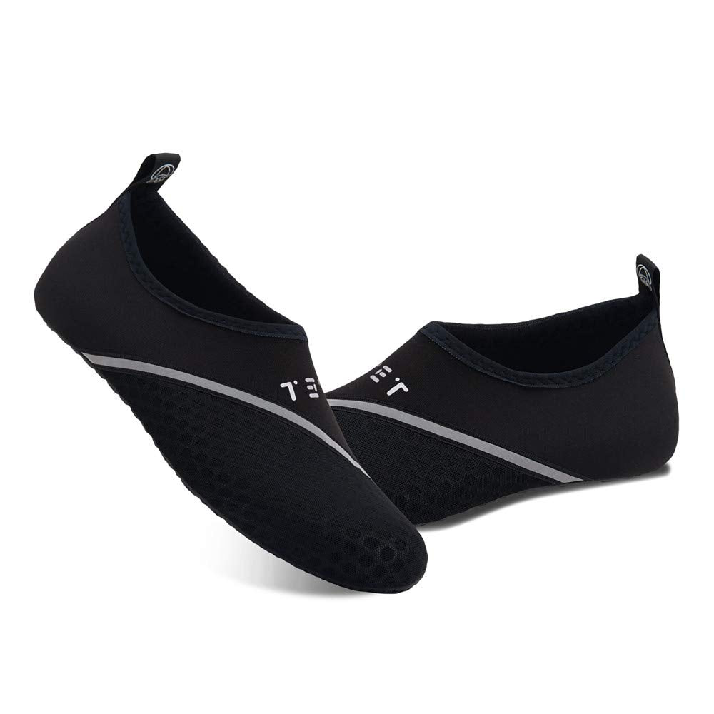 WateLves Water Sports Shoes Barefoot Quick-Dry Aqua Yoga Socks Slip-on for Men Women (DXB.Black, 38/39)