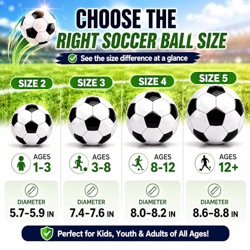 Soccer Ball Size 5 - Classic 1 Pack with Pump & Mesh Bag - Suitable for Teens & Adults