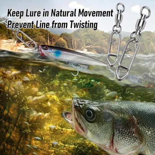 Fishing Speed Clips 30 Pack Ball Bearing Snap Swivels Saltwater Freshwater Tackle Size 0+S
