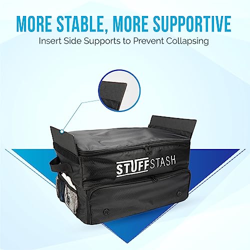 Golf Trunk Organizer for Car - Ventilated Shoe Compartment, Adjustable Dividers & Mesh Pockets