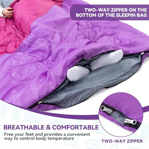 Lightweight Double Sleeping Bag for Adults and Kids - Black, 5.3 Lbs