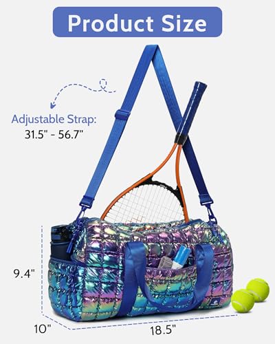 Nebula Quilted Duffel Bag for Women, Lightweight Travel & Gym Bag with Shoe Compartment