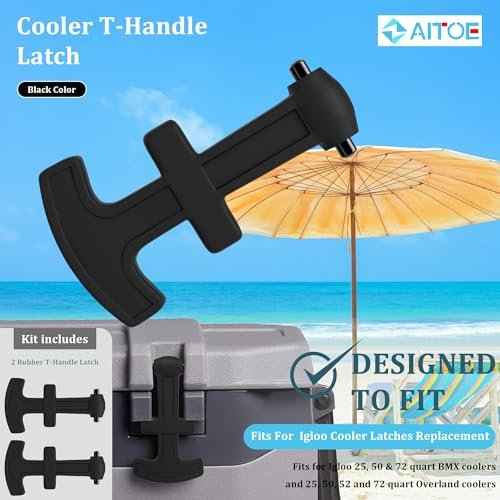 2 Pack - Cooler T-Handle Latch with Hinge Pin Compatible with 25/50/ 72 Qt Ig-loo BMX/Overland Coolers Latches Replacement (Not Fit IMX Cooler)