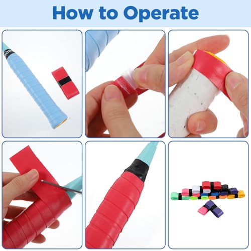 100 Pcs Tennis Racket Overgrips Bulk Grip Tape Non-Slip Sweat Absorbent