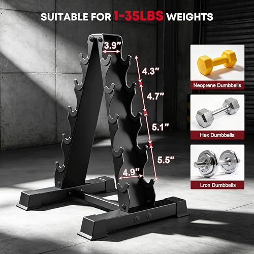 5/6 Tier A-Frame Dumbbell Rack Stand Only, 300/480LBS Capacity - 5th Floor