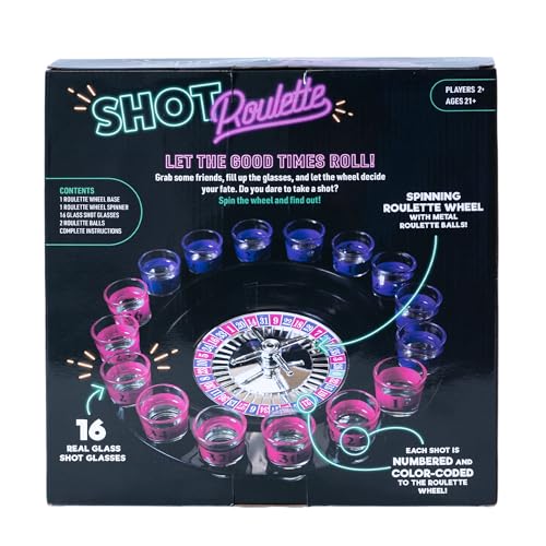 Roulette Party Game with Glass Mini Cups and Spinner Set for Adults
