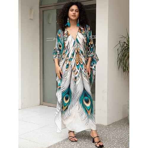 Women's Plus Size Kaftan Dress ? Plus Size Maxi Dress Moo Moos Beach Cover Up,Bathing Suit Cover-Up Loungewear