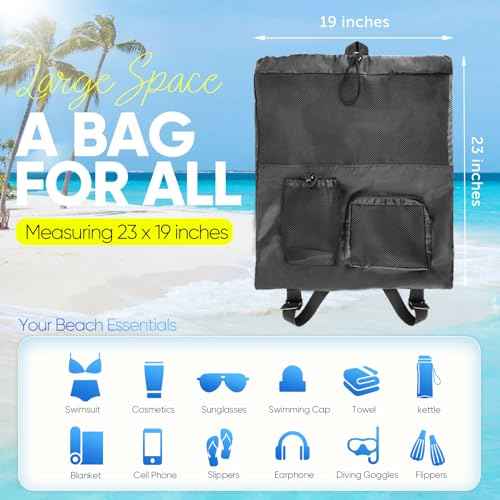 Mesh Swim Bag Beach Drawstring Backpack, Waterproof Gym Bags for Women and Men, Large Pool Bag Swimming Gear for Swimmers