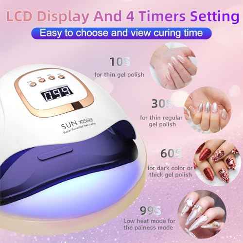 UV LED Nail Lamp with 81 Beads, 380W Nail Curing Lamps for Gel Polish with Automatic Sensor/4 Timer Setting,Led Nail Dryer, Professional Nail Art Drying Tools for Fingernail and Toenail