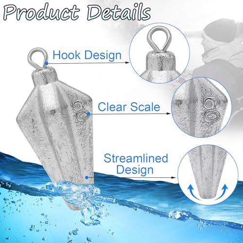 Fishing Pyramid Weights Rhombus Lead Sinkers 1oz 10pcs - Suitable for Saltwater & Freshwater