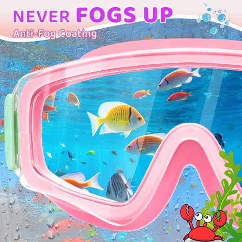 Kids Swim Goggles 2 Pack - Pink & Dark Pink Wide View, Anti-Fog & UV Protection
