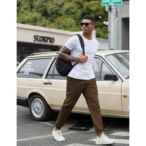 COOFANDY Mens Casual Joggers Pants Cotton Chino Cargo Sweatpants Hiking Outdoor Track Drawstring Pants