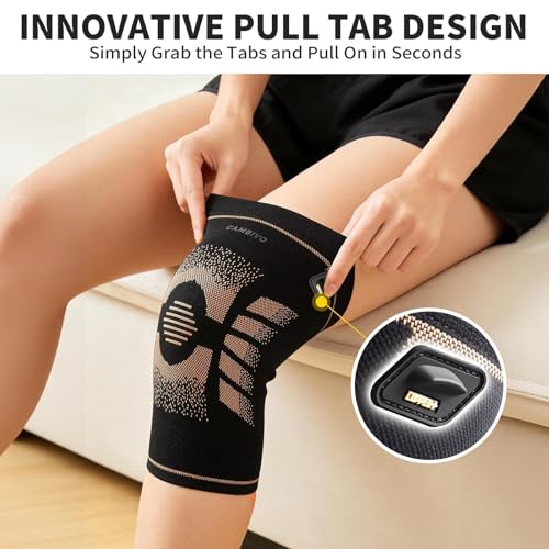 Copper Knee Brace Support for Women Men - Midnight Large