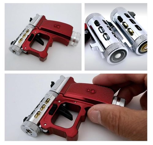 Hawki Gem CO2 .177 Cal Air Pistol Red Ruby Edition, Self-Defence, 1-Shot, 400+ FPS, Single Action with Adapter, 5X CO2 Cylinders (12g), 100x Steel BBS (.177 Cal), 100x Airsoft BBS (6mm) Bundle