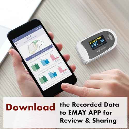 EMAY Sleep Oxygen Monitor with Built-in Recording Capability | Track Continuous Blood Oxygen Levels & Pulse Rate Overnight | Provides Sleep Report & Raw Data