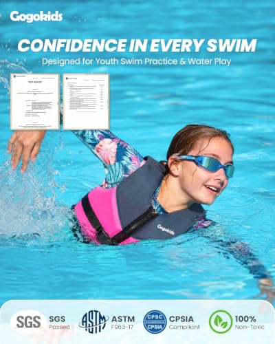 Gogokids Toddler Swim Vest Floaties - Size XL 50-90 lbs - Safety Certified Pool Float for Kids