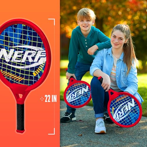 Nerf Small Driveway Tennis Set for Kids - 2 Player Kids Tennis Set - Rackets and Foam Ball - Indoor + Outdoor - (2) Rackets + Foam Ball Included