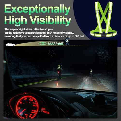 2 Packs Reflective Vest Running Gear, High Visibility Reflective Running Gear Adjustable Elastic Safety Vest for Night Jogging, Biking, Walking or Dog Walking, Running Vest for Men Women Children
