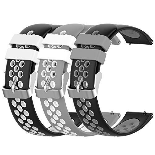 FitTurn Two-Color Breathable Quick Release Watch Strap 20mm Tricolor-D