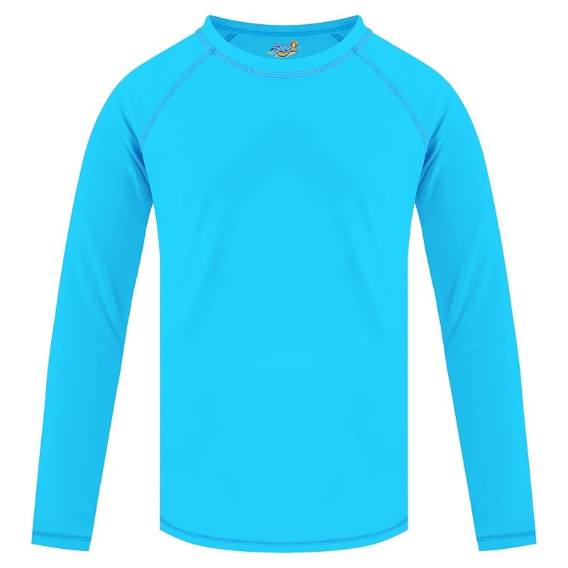Semois Kids Rash Guard Long Sleeve UPF 50+ Sun Shirt - Blue, 10-12 Years