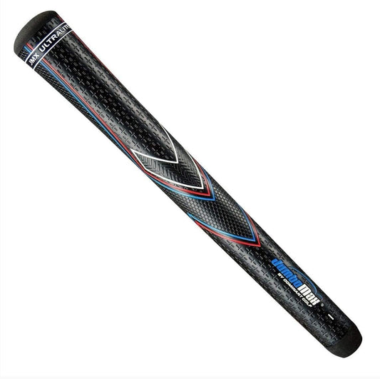 JumboMax JMX Ultralite Medium Oversize Golf Grips, 25% Lighter, Black / Red, White, Blue - Set of 1