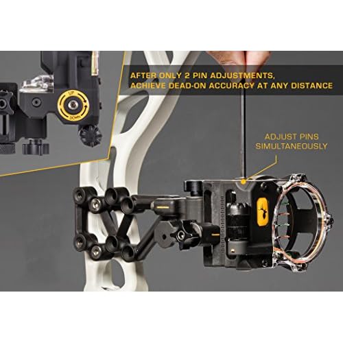 Trophy Ridge React H4 Bow Sight - 4 Pin Sight, Tool Less Windage and Elevation Adustability, 2nd Axis Leveling, Adjustable Click Light