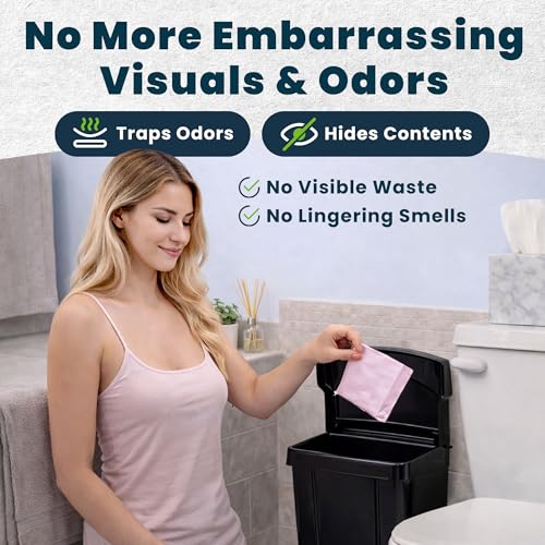 Wall-Mounted Feminine Hygiene Disposal Receptacle with Odor Seal - Black