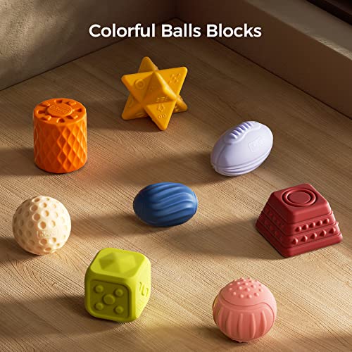Baby Sensory Ball Set - 8 Pack Soft Textured Toys for Tactile Play & Development
