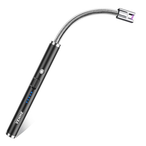 VEHHE Candle Lighter, Electric Rechargeable Arc Lighter with LED Battery Display Long Flexible Neck USB Lighters for Light Candles Gas Stoves Camping Barbecue