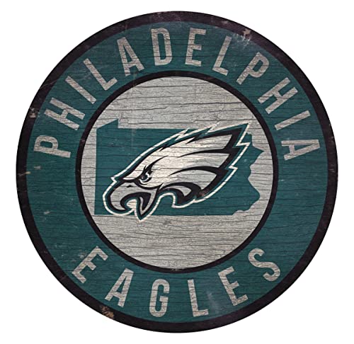 Philadelphia Eagles Wood Sign 12 Inch Round Team Decor for Fan Cave