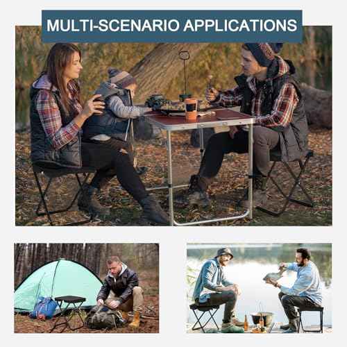 Camping Stool, Portable Folding Stool, Aluminum Ultralight Backpacking Stool Suitable for Outdoor Gardening and Beach Hiking Fishing (Black, 13.5 High)