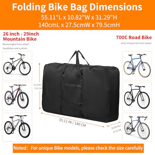 Bike Travel Bag 900D Bicycle Transport Case for 26-29 Inch MTB & Road Bikes - Variant 26-29 Inch