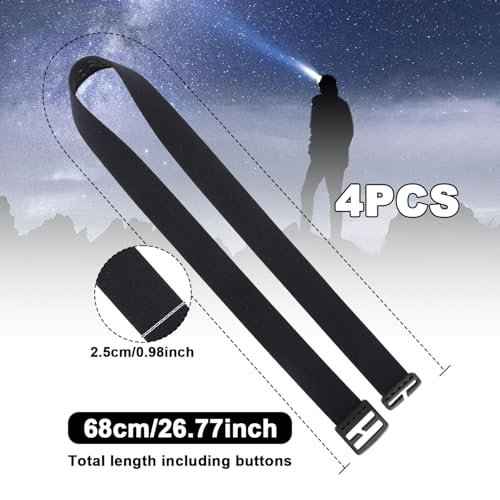4pcs Elastic Headlamp Strap, Headlamp Band Replacement Head Lamp Comfort Belt Headlamp Headband Holder Headlamp Accessories Compatible with Black Diamond, Petzl, Princeton Tec, Fenix, Streamlight