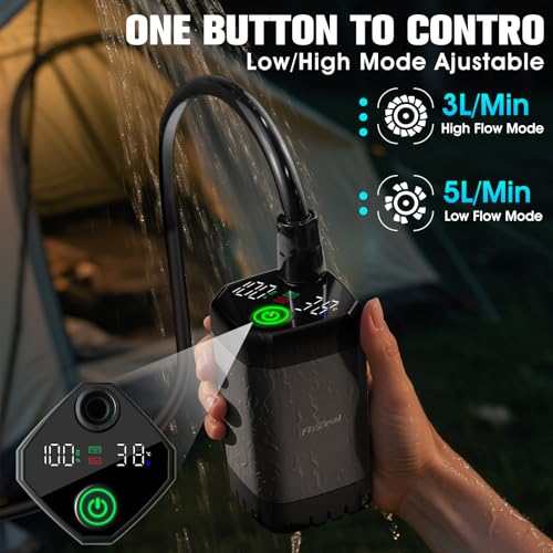 Portable Camping Shower with 2000W Auto-Off Water Heater and Digital Display
