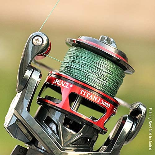 RUNCL PowerBraid Braided Fishing Line, Ultra Durable Braided Line 4 Strands - Seamless Weaving Tech, Enhanced Coating Tech, Zero Stretch, High Sensitivity (Moss Green, 300Yds, 30LB(13.6kgs))