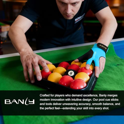 Banly Billiard Pool Gloves Left Hand 3 Finger Blue Small - Snooker Cue Sport