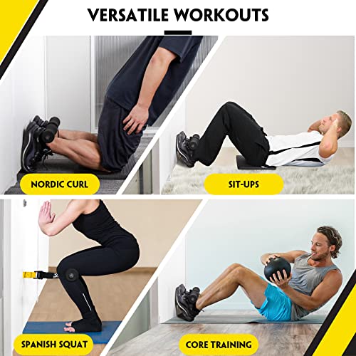 Bright Yellow Nordic Hamstring Curl Strap - Heavy Duty Adjustable Fitness Equipment