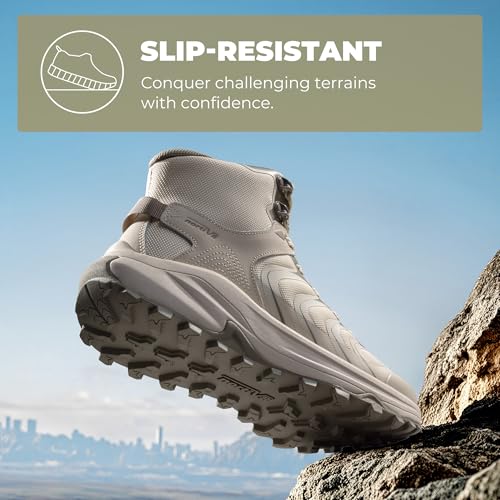 Women's Waterproof Hiking Boots with Arch Support - Khaki, Size 7.5