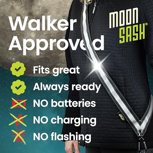 Midnight Black Reflective Sash for Night Walking 60" Reversible Safety Belt