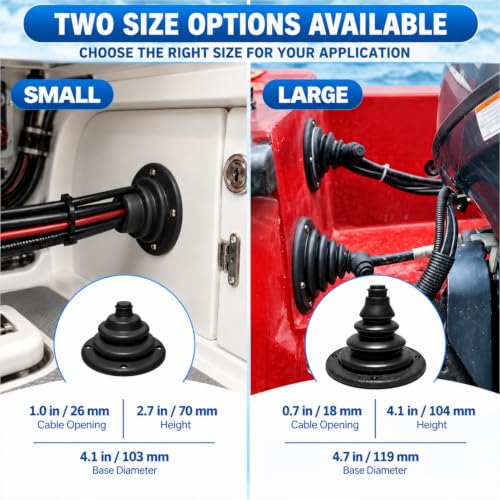 Boat Motor Well Cable Boot - Protective Marine Wire & Fuel Line Organizer, Black 2.7"