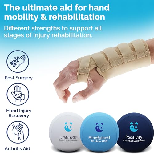 Stress & Anxiety Relief Stress Balls Set - Mindfulness Sea Breeze Blue - Soft, Medium & Hard Densities - 3 Pack