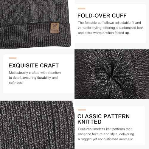Winter Beanies Hats for Men Women, 2-Pack Soft Fleece Lined Beanie, Insulated Ski Stocking Cap for Cold Weather